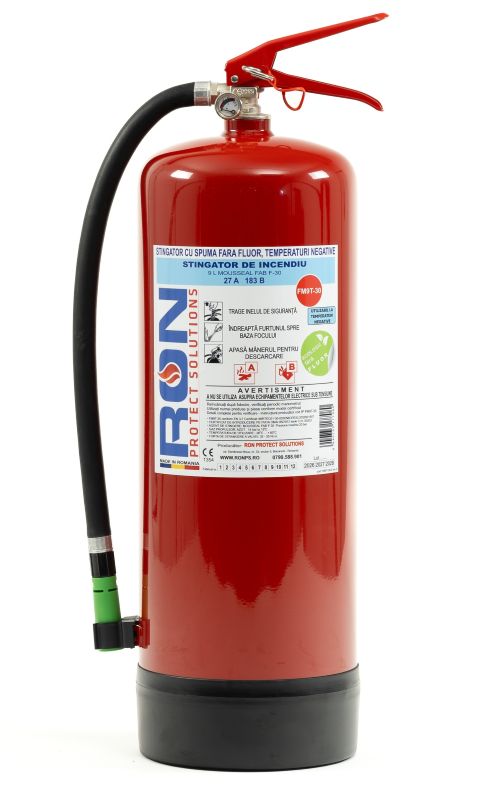 Stingător portabil de incendiu cu spuma fara fluor utilizabil la temperaturi negative (-30C) - Model FM9T-30
